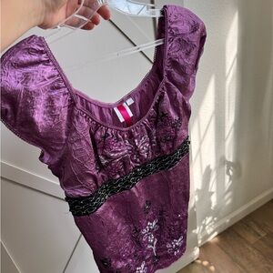 Purple Embroidered Boho Dress